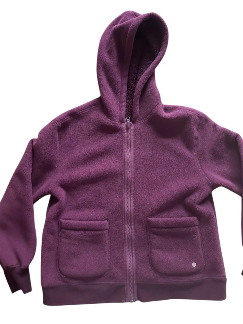Zella Girl Kids Plush Hooded Zip Reversible Jacket - Plum - Picture 6 of 8